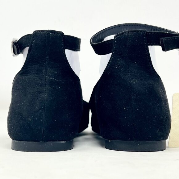 A. N. A. Kearny Ballet Flats Black‎ Faux Suede Ankle Strap With Buckle 8 NWT - Picture 6 of 13